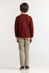 Toddler Boy Maroon Basic Sweater TB-SWT-WS23-019